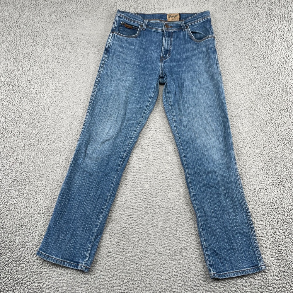 Wrangler Jeans Mens 33x32 Blue Texas Stretch Straight Leg Denim 17173